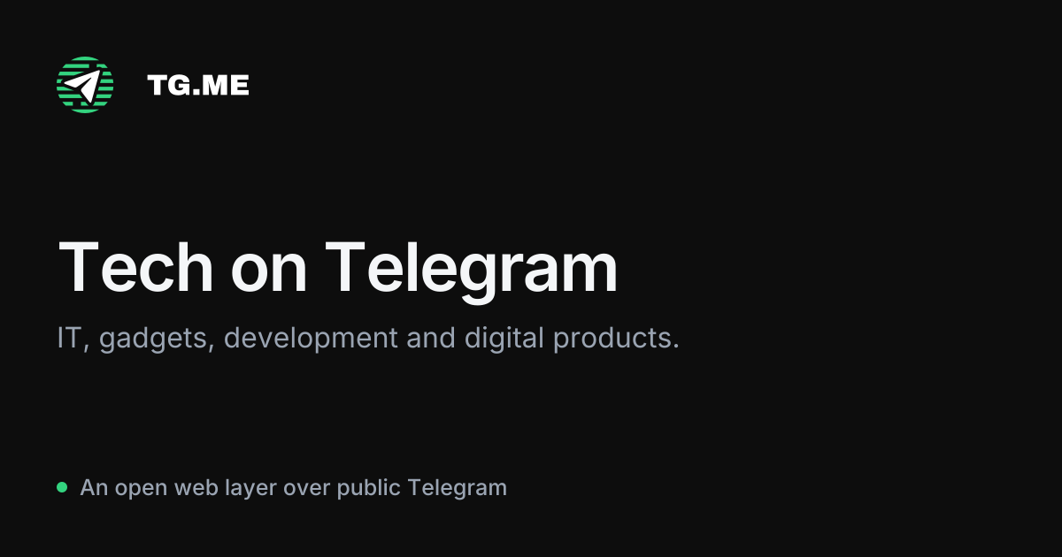 Tech on Telegram — channels, rankings and stats — TG.ME