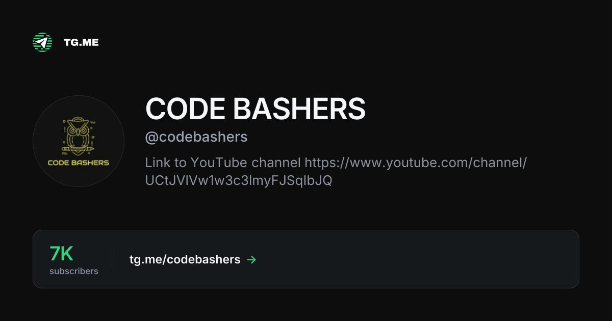 CODE BASHERS (@codebashers) — Telegram — TG.ME